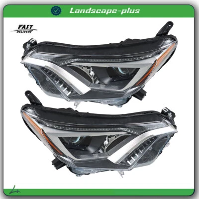 For Toyota Rav4 2016-2018 Tube Bar Headlight Left + Right Assembly Set Black - Image 1 of 4