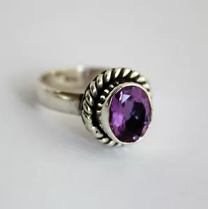 Sintetizador de alejandrita. Anillo cambio de color plata 925 joyería de piedra ovalado noble talla 17/57 - Imagen 1 de 3