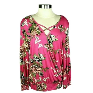 Style&co Blouson Shirt Vintage Floral Long Sleeve V Neck Peasant Top NWT Medium - Picture 1 of 8