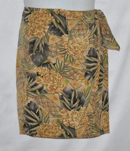 Dana Buchman Floral Print Silk Skirt With Side Wrap & Tie Size 6 Olive Multi - Picture 1 of 2