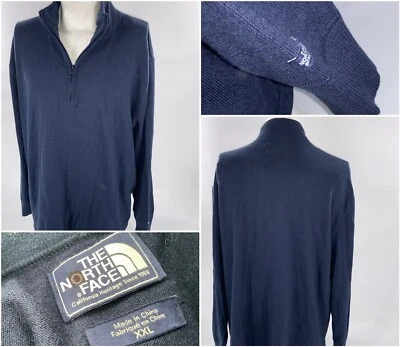 Suéter The North Face XXL Hombre Azul Marino Algodón Lana 1/4 Cremallera Sin Defectos YGI J2-97 Foto 1 de 4