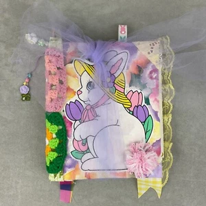 Handmade Easter bunny floral junk journal 8" x 10" w lots vintage ephemera - Imagen 1 de 24