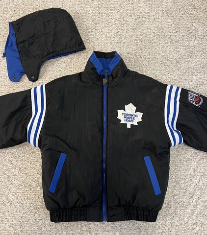 Vintage Toronto Maple Leafs Pro Player Reversable Jacket Blue Black NHL Playoffs Cover