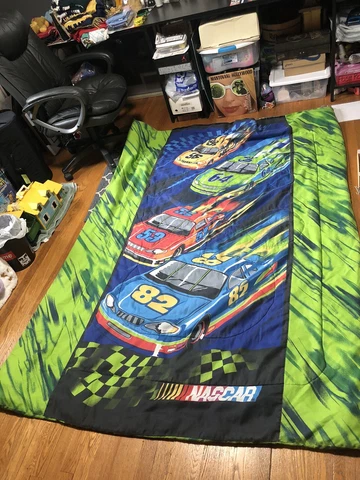 Vintage Nascar Full Size Bed Fabric Racing Car Cartoon #56 #64 #53 #82 Comforter Cover