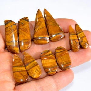 5 Pair 158 Cts Natural Tiger Eye Cabochon Gemstone Pair Lot 25x8-34x14mm #14754 - Picture 1 of 6