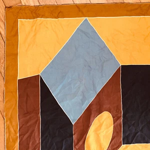 Vera Neumann bufanda de seda bloques de color marrón oro negro geométrico de colección 30 x 30 C - Imagen 1 de 8