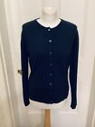Brora 100% cashmere navy blue classic cardigan knit Size UK 12