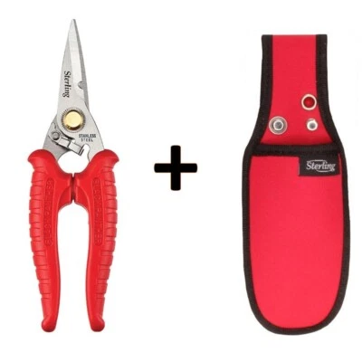 1 x 185mm 7" Black Panther Hi-Tensile Industrial Snips  Stainless + HOLSTER - image 1 of 4