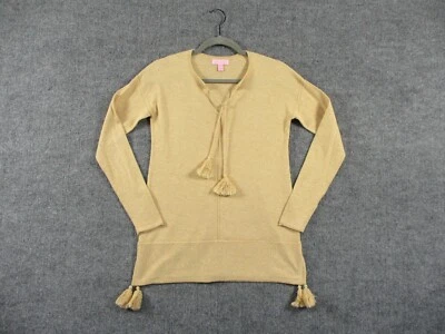 Suéter Lilly Pulitzer Mujer XXS Marrón COLENE Pull Over Borla Ligera Boho Foto 1 de 4