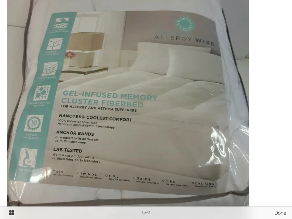 Martha Stewart Bedding Gel Infused Full Memory Cluster Fiberbed - Image 1 of 4