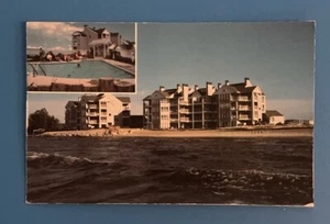 Cartolina Yacht Port Beach Lake Erie doppia vista piscina Ohio vintage - Foto 1 di 2