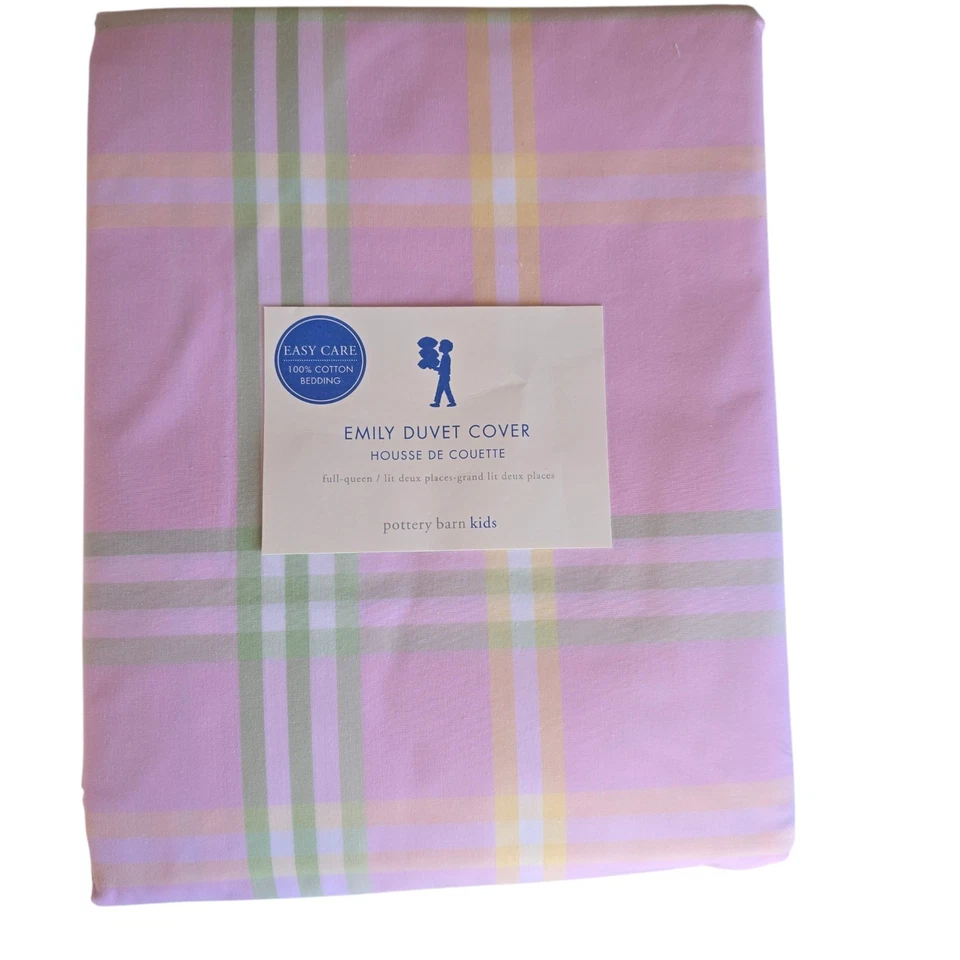 Edredón Completo/Reina Pottery Barn Kids Emily Rosa Verde a Cuadros NUEVO  Foto 1 de 1