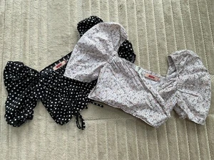 2 MissPap Ladies Black & White Polka Dot Crop Top & Floral Crop Top Size - UK 6 - Picture 1 of 7
