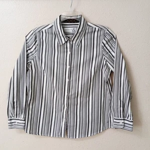 Camicia donna Jones Wear Studio taglia M? (taglia tagliata) manica lunga a righe marrone J688 - Foto 1 di 11
