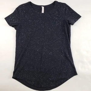 Lululemon Love Crew Splatter T-Shirt Damen 4 schwarz Pima Baumwolle Kurzarm Oberteil - Bild 1 von 7