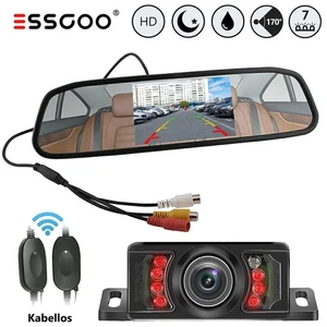 ESSGOO 4,3'' Monitor + Funk Kabellos Kennzeichen Nummernschild Rückfahrkamera HD - Bild 1 von 12