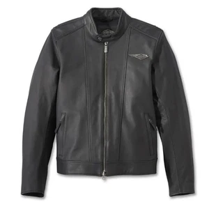 Harley-Davidson Herren Schwarz Motorrad Racing Jacke Echt Rindsleder Lederjacke - Bild 1 von 5