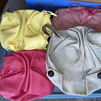 Lote De 4 Bolsos Bolso De Cuero Carlos Falchi De Colección Bolso Hobo Bolso sin asas EE. UU. Foto 1 de 4