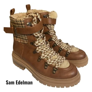 Sam Edelman Stiefel Damen 7,5 M braun Gretchen Circus Combat Schnürung kariert Reißverschluss - Bild 1 von 17