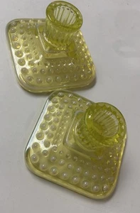 Imperial Glass Topaz Opalescent Candlestick Holders - Picture 1 of 2