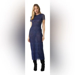 NWT Misa Rare Sheer Shibori Printed Vanessa Midi Dress in Midnight XS - Picture 1 of 7