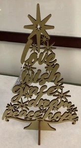 Árbol de Navidad de pie corte láser madera amor, deseo, gracia, sueño, esperanza, paz - Imagen 1 de 3