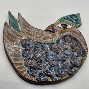 Studio Arte Ceramica Piastrella Uccellino Appeso a Parete Tenuta Ritrovamento Firmato - Foto 1 di 5