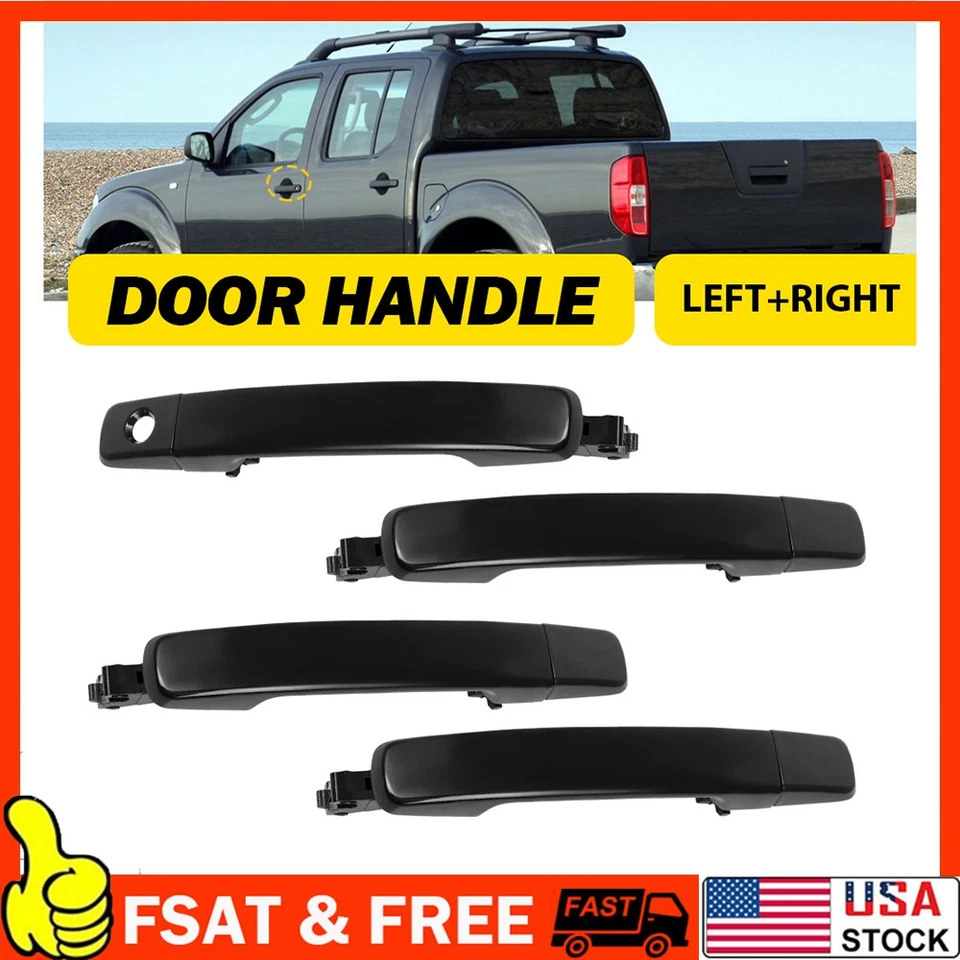 Manija de puerta exterior negra lado conductor pasajero delantero trasero para Nissan Frontier Foto 1 de 4