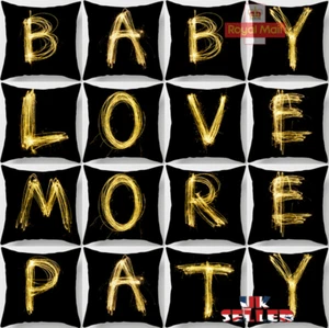 Schwarz UK BUCHSTABE POLYESTER KISSENBEZUG KISSENHÜLLE TAILLE WERFEN NACH HAUSE SOFA DEKOR - Bild 1 von 31