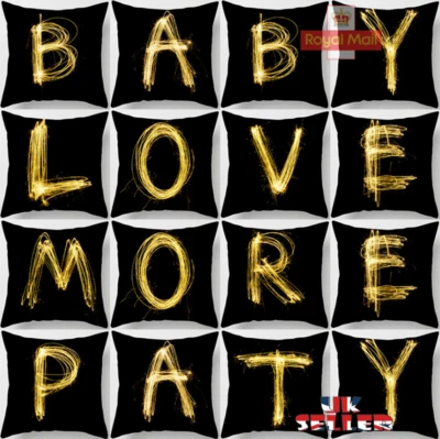 Black UK LETTER POLYESTER CUSHION COVER PILLOW CASE WAIST THROW HOME SOFA DECOR - Image 1 of 4