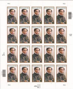 US Stamp - 2002 Harry Houdini - 20 Stamp Sheet - Scott #3651 - Picture 1 of 1