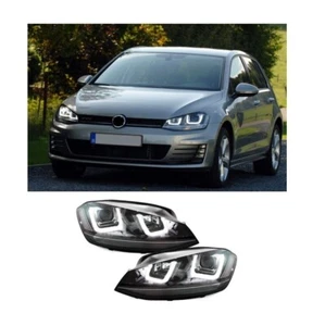 2x SCHWARZE LED FRONTSCHEINWERFER SCHEINWERFER FÜR VW GOLF 7 MIT LED TAGFAHRLICHT - Bild 1 von 6