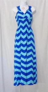 STRANDMODE INSELSTIL BLAU CHEVRON DRUCK VOLLE LÄNGE SOMMERKLEID GRÖSSE 2X-LARGE - Bild 1 von 4