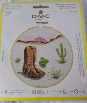Kit de puntada DMC botas occidentales cactus bucle de 6 pulgadas como marco Foto 1 de 4