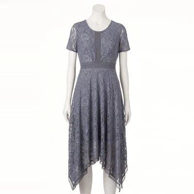 Vestido midi LC Lauren Conrad para mujer de encaje con dobladillo pizarra talla 6 - Nuevo con etiquetas Foto 1 de 4