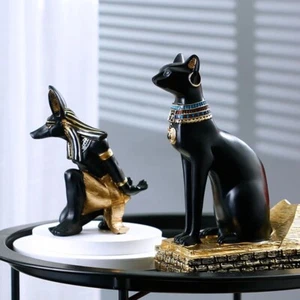 Resin Egyptian Cat Anubis Dog Wine Rack,Home Desk Bottle Holder Storage Decor - Picture 1 of 8