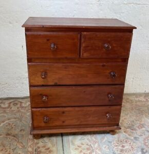 Vintage Pine Chest of Drawers 2 Small 3 Large 