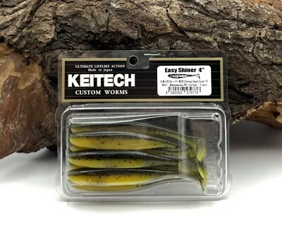 Keitech 4" Easy Shiner Watermelon PP. / Yellow UV Aktiv 7 Stück 10cm 5g Köder - Bild 1 von 3