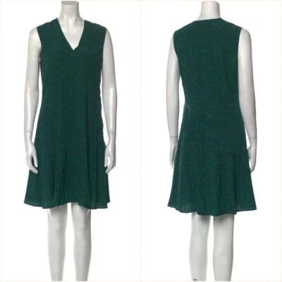 Derek Lam Abstract Print Sleeveless Silk Dress Teal Green Size 6 - Image 1 of 4