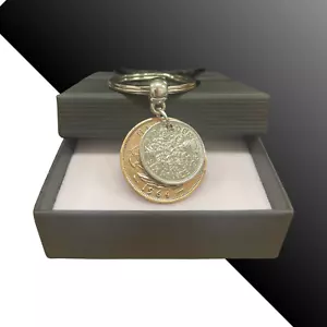 1964 60th Birthday Double Coin Keyring - Half Penny & Sixpence - Picture 1 of 1