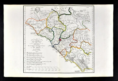 Mapa D'Anville 1818 Antigua Roma y alrededores Lacio Sabins Ostia Veii Imperio Romano Foto 1 de 3