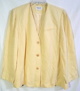 Tamotsu New York Women's Pastel Yellow Rayon Blend Collarless Blazer size S - Picture 1 of 20