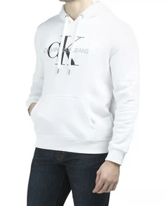 Calvin Klein Monogram Pullover Fleece Hoodie, Bright White, Men’s Size Large - Picture 1 of 5