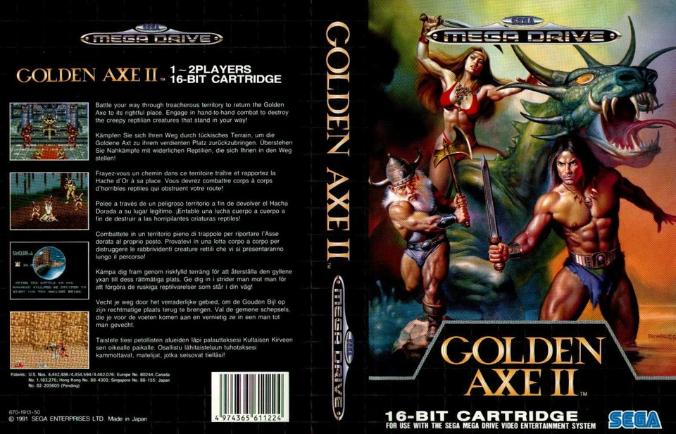 - Caja de repuesto Golden Axe 2 II Mega Drive PAL estuche artístico cubierta de inserto solamente