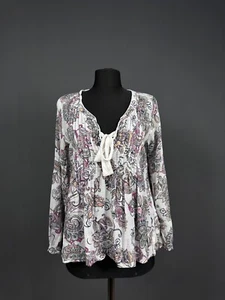 Odd Molly Floral Scoop Neck Blouse Long Sleeve Pleated Top T Shirt Sz 0 / S-XS - Picture 1 of 11