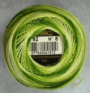 DMC Perle (Pearl) No.8 Cotton 10g Ball 80m Colour 92 VARIEGATED AVOCADO - Imagen 1 de 2