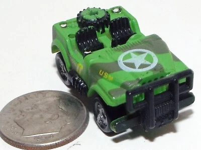 Small Micro Machine US Army Jeep with Roll Bars in Bright Green Camouflage # 2 - Image 1 of 3