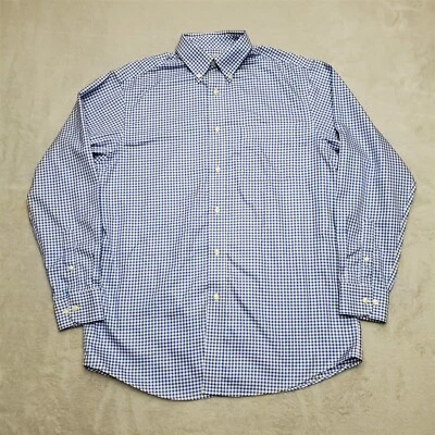 Gold Label Shirt Mens Medium Blue Gingham Check Non Iron Perfect Performance - Image 1 of 4