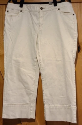 Pantalones de mezclilla para mujer Stamp 10 talla 16 blancos tiro medio elásticos pierna recta capri Foto 1 de 4