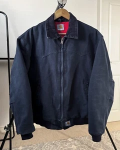 Vintage Carhartt Santa Fe Jacket J13 BLK – XL Black – Red Quilted Lining - 90s - Picture 1 of 7
